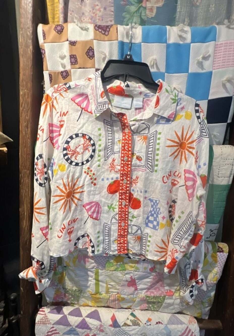 Cynthia Rowley Printed Linen Button-Up Shirt